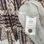 Zink Boho Tiered Mini Dress White Brown 3/4 Bell Sleeve Hippie Western Size S Photo 10