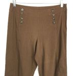 J Jill Brown Linen Stretch Cropped Pants 10 Button Front Casual Relaxed Fit Photo 1