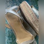 Jack Rogers gold embroidered ankle wrap espadrille wedge sandals, size 9.5M Photo 1