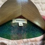 Manoush Women's Wool Blend Plaid Pea Coat Pocket Beaded Buttons Green Pink Sz 2 Photo 5