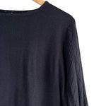 Tanjay Black Crewneck Knit Sweater Perforated Knit Sleeves, Size Medium Photo 3
