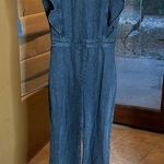 Ruffled Jumpsuit Wide Leg Washed Black Denim Size Small Photo 0