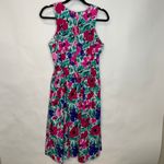 Vintage 90s Bright Floral Drop Waist Dress Full Skirt Sz Medium? Pink Photo 6