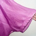 Andree by Unit  100% Polyester Shiny New Purple Cuffed Short Sleeve Blouse Photo 2