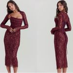 House Of CB  'Gaia' Claret Lace Midi Dress NWOT size L Photo 0