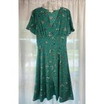 Bebop Floral Midi Dress L XL Flutter Sleeve Babydoll Cottagecore Smocked Green Photo 1