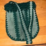 Boho 70’s Vintage Lulu Japan leather & knit Forest Green crossbody bag and hat Photo 4