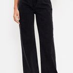 Loft NWT Wide Leg Jeans Womens 34P Black High Rise Raw Hem Boho Indie Retro Photo 0