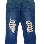 Judy Blue Buffalo Plaid Patch Midrise Cuffed Boyfriend Jeans Dark Wash Size 29 Photo 0