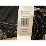 Pisarro Nights Black Silver Cap Sleeve Beaded Sequin Dress Sz 12 NEW Photo 5
