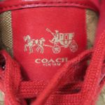 Coach  Empire Outline Canvas Sneakers - Tan & Red Photo 7