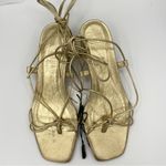 ZARA  gold gladiator strap sandals women’s Size 37/ 6.5 Photo 4