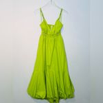 Anthropologie Lime Green Cotton Poplin Midi Bubble Hem Dress Photo 2