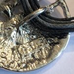 Gaudi Black Gray CZ Rhinestones Shimmer Enamel Pendant Boho Necklace Photo 6