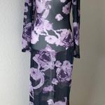 Sheer Dress Black with Purple Flowers Photo 0
