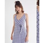 Urban Outfitters Dress Womens Small Linen Mini Bleted Amanda Lavender Faux Wrap Photo 1