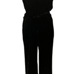 Bella Dahl  Black Velvet Flutter Sleeve Wide Leg Jumpsuit Size Small Photo 1