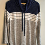 Market & Spruce  Women's Navy and Gray Striped Sweater, size large‎ Photo 0