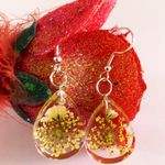 Handmade Pressed Real Flower Dangle Earrings Multi Photo 2