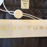 Trina Turk Kristol Black Lambskin Leather Mini Skirt Sz 4 Asymmetrical Zip Front Photo 3