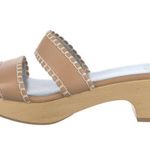 FRANCES VALENTINE Leather Sandals Clogs Wooden Soles Platform Slides Italy 9 EUC Blue Photo 1