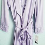 Something Navy Lilac Purple Elongated Collar Belted Trench Coat Photo 4