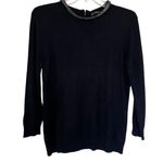 ZARA  Black Knit Long Sleeve Chain Detail Top Size Large Photo 0