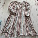 Knox Rose  Womens L Whimsical Boho Tunic Flowy Stripe Shift Dress Linen Blend Photo 0