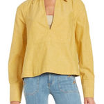 Free People Ready or Not Top Womens M Yellow Linen Lagenlook Flowy Boho Rustic Photo 0