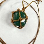 Green Color Stone Necklace in Netted Cord Unisex One Size Casual Cord Photo 10
