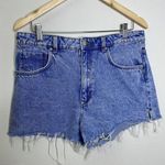 ZARA Women's High Rise Cut Off Denim Shorts Light Blue Frayed Hem Pockets Sz 12 Photo 0