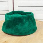 Vintage Faux Fur Pillbox Hat Emerald Green Retro MCM 60s Church Photo 7