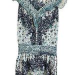 Poupette St. Barth Sleeveless Romper Size Medium Sheer Ruffle Blue Green Coverup Photo 0