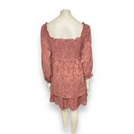 Pink Lily | Textured Floral Long Sleeve Cinched Bust Smocked Mini Tiered Dress L Photo 11