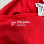 Aerie  High Waisted Full Coverage Bikini Bottom Red Retro Side Ruching Size S NEW Photo 4