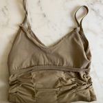Free People Movement Good Karma Ruched Bra Tank Top Neutral Tan Cream Photo 5