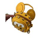 Ear Accent Novelty Shoulder Bag large stud accents bright yellow faux leather pu Yellow Photo 8