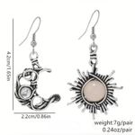Crescent Moon & Sun Earrings NBWT Silver Photo 2