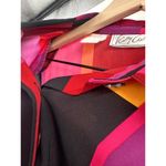 Vintage Bright Colorful Color Block Button up Blouse 80s Shoulder Pad Size Large Pink Photo 5