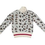 Tularosa Jungle Sweater Leopard Knit Stretch Turtleneck Cream Red Womens X-Small Photo 1