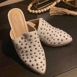 White Leather Studded Mules Size 6 Photo 0