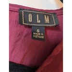 OLM 3/4 Crop Top Womens Casual Puff Sleeve Mock Blouse Burgundy Size Small Red Photo 4