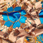 Tassel Rope Pattern silk Scarf baby pink /turquoise SQUARE SILKY SCARF 35/35 Blue Photo 1