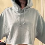 Aritzia TNA CozyAF Fleece Cropped Hoodie, Teal/ Green Photo 1