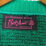 Vintage Bel Ami Green Black Silver Metallic Crewneck Sweater Size L Photo 2