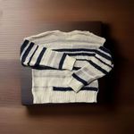 Madewell  Size Large Grandover Bobble Sweater White Blue Striped Cozy Granny core Photo 1