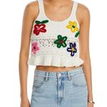 BLANK NYC NWT  Kickin Back Floral Sleeveless Crochet Crop Tank Top White Womens M Photo 0