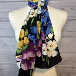 Vintage Echo Multi Floral Silk Scarf 48x10 – Classic Retro Print Photo 0