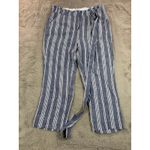 Hatley Women Blue White Paper Bag Pants Beach Stripes Wide Leg Pants Belted XL Size undefined Photo 1