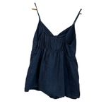 Terzo Millennio Linen Babydoll Tank Front Tie Italy Boho Top Sz L Blue Size L Photo 1